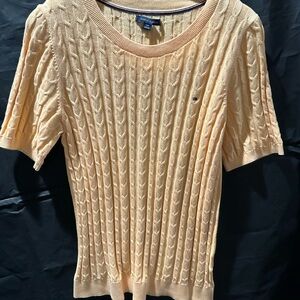 Tommy Hilfiger Cream Blouse with Cable Knit Pattern and Fitted Silhouette